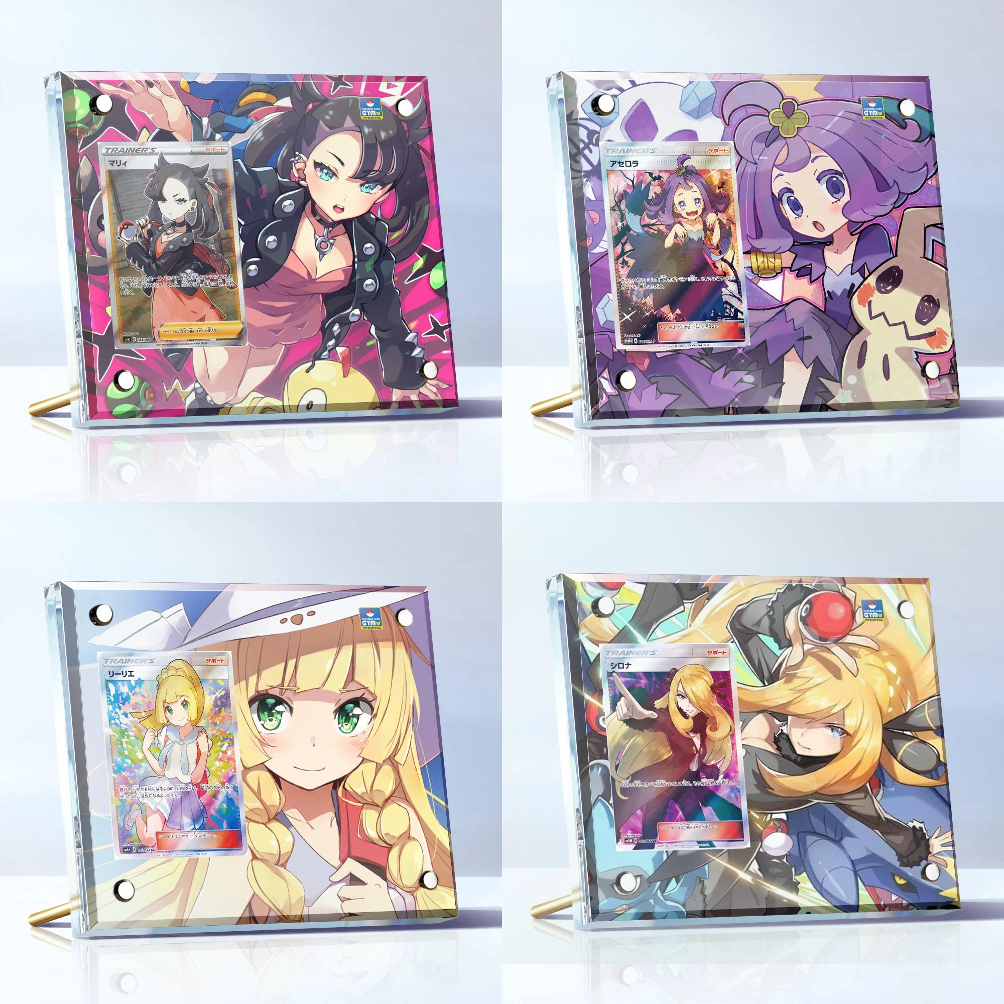 Fai Da Te Pokemon Card Brick Ptcg Trainer Lillie Marnie Cynthia Espositore Acrilico Collezione Di Giochi Anime Giocattoli Regalo