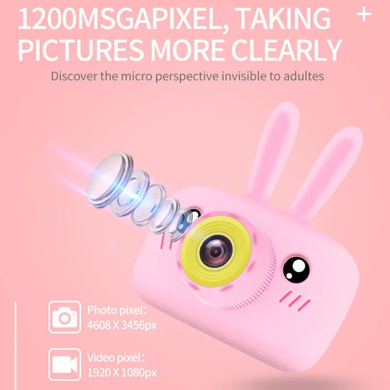 Cartoon Rabbit Camera Toys for Kids 2 Inch HD Screen Educational Portable Video Digital Camera SLR for Children Gift