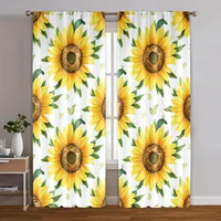 2pcs, Curtain Fabric Sunflower Aesthetic Polyester Easy Install (without rod) Thermal Insulation, and Room Darkening Functions 1