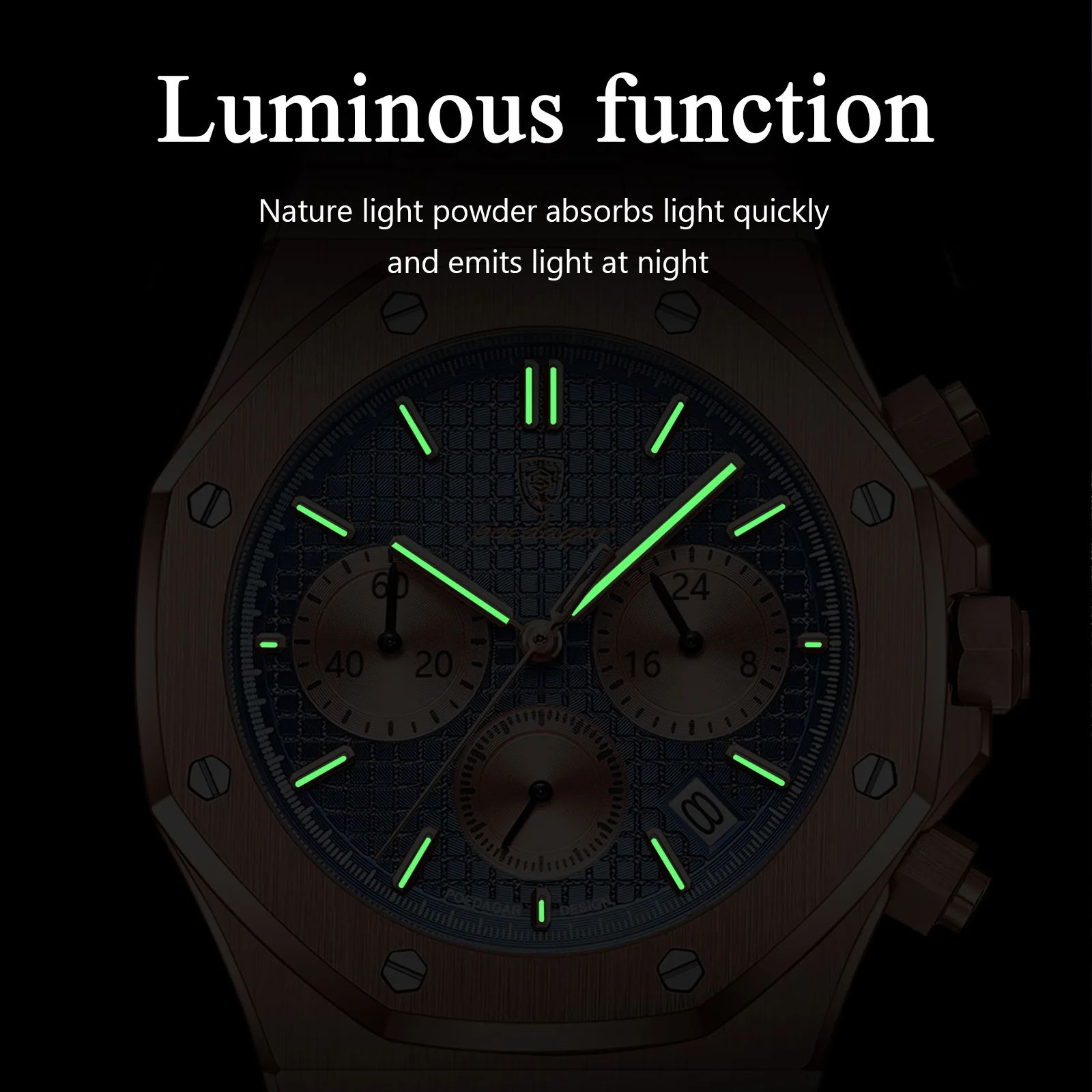 POEDAGAR Classic Men's Watches Trend Fashion Original Quartz Watch for Man Waterproof Fine Steel Chronograph Wristwatch Date 4