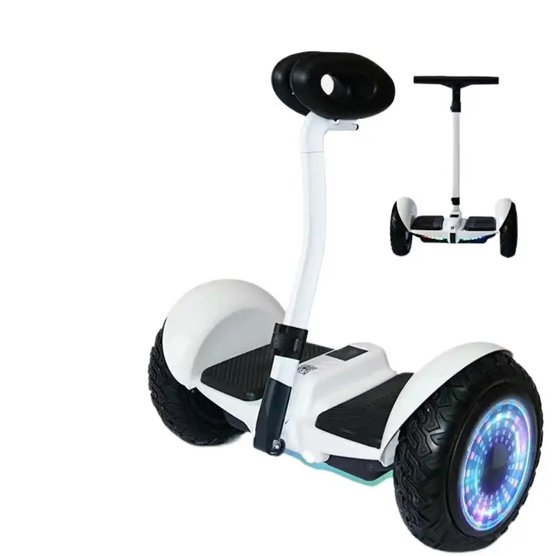 Intelligent Three-Control Balance Scooters with Rod Electric Scooters Body Sense Self-Parallel Children Adult Double Wheel