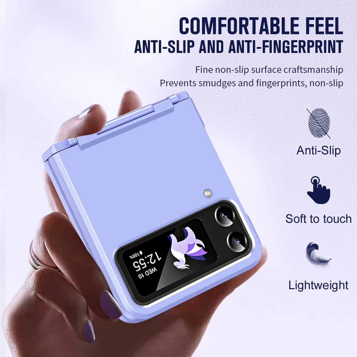 Skin-feeling Matte Phone Case For Samsung Galaxy Z Flip3 Flip4 Ring Holder Folding Hinge Lens Film Protection Shockproof Cover