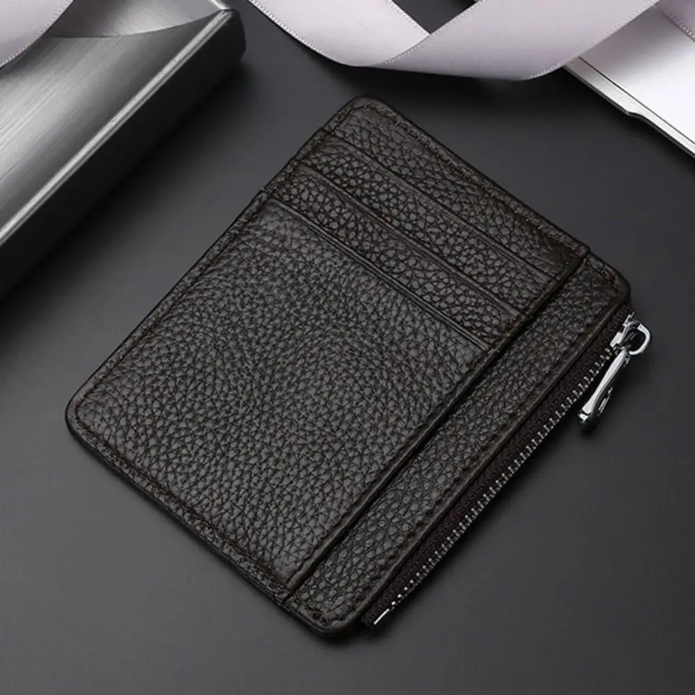 Premium Genuine Leather Ultra-Thin Card Holder with Multi-Card Slots