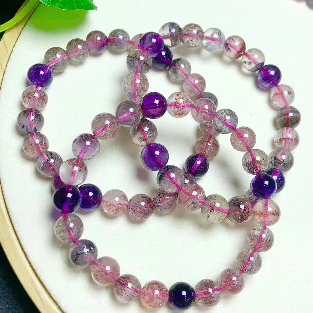 

8mm Cost Effective Natural Super Seven Quartz Crystal Healing Bead Bracelet Fashion Jewelry Gift For Friends