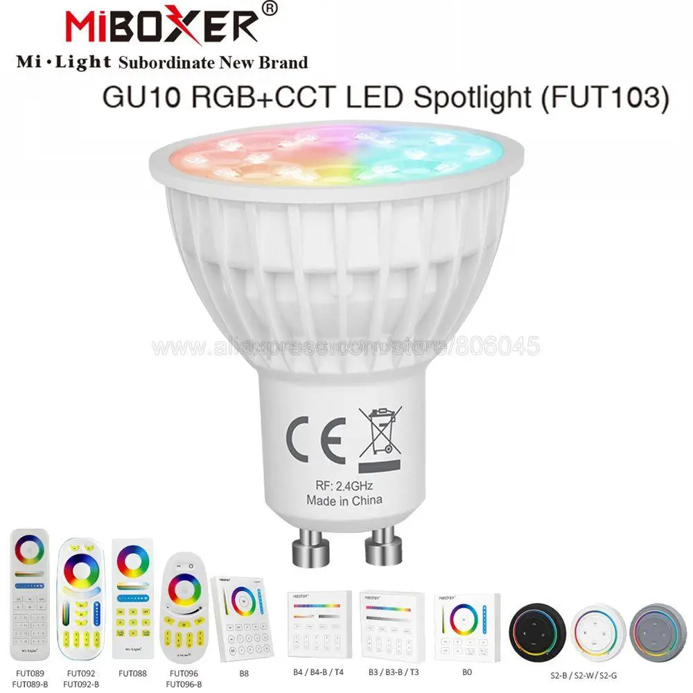 MiBoxer GU10 4W RGB+CCT LED Bulb Spotlight FUT103 110V 220V Full