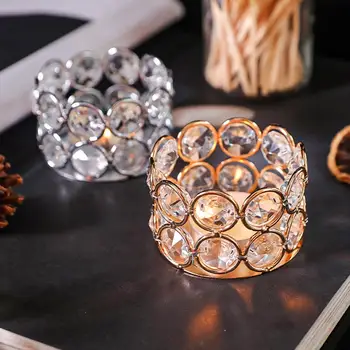 Nordic Style Crystal Glass Tealight Candle Holder Small Clear Candlestick Table Home Decorations For Wedding Festival Birthday