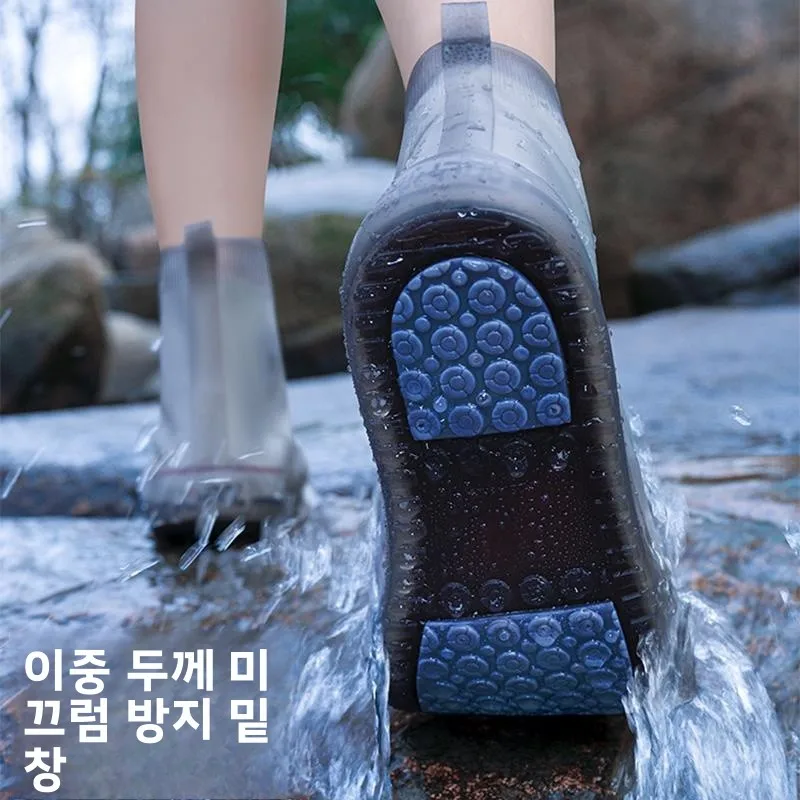 방수 두꺼운 야외 신발 커버 라텍스 미끄럼 방지 레인 부츠 커버 유니섹스 로우컷 천 신발 커버 (가정 및 정원용)
