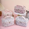 Large-Capacity Makeup Bag Floral Print Cosmetic Bag For Girl Portable Women's Cosmetic Bag Travel Bag Bathroom Wash Bag, For Ea 1
