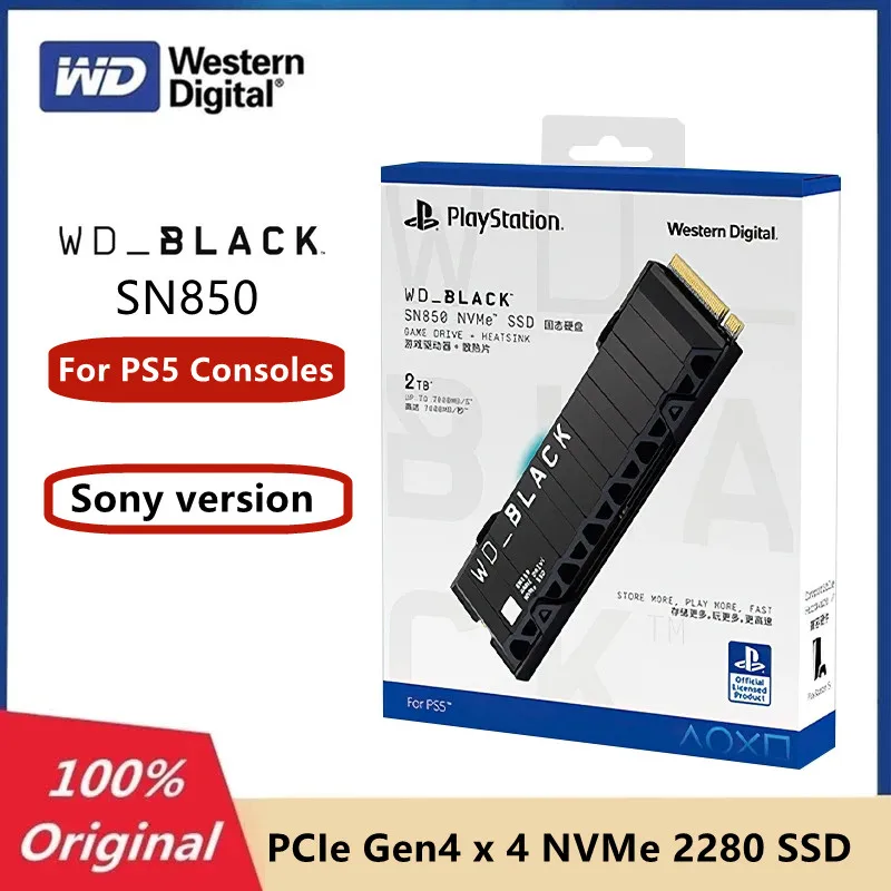Western Digital-WD Black SSD pour consoles PS5, disque SSD, SN850, 2 To, 1  To, Gen4, NVMe M.2, 2280 SSD, version Sony, 7000 Mo