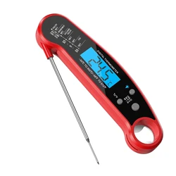 Digital Instant Read Waterproof Kitchen Thermometer for Cooking, Grilling, and Baking (Red)