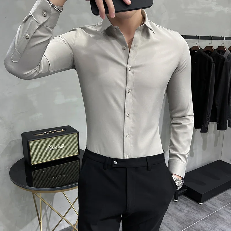 

Camisas De Hombre Big Size Long Sleeve Elegant Shirts For Men Clothing Business Casual Formal Men's Social Shirt Work Wear Sale