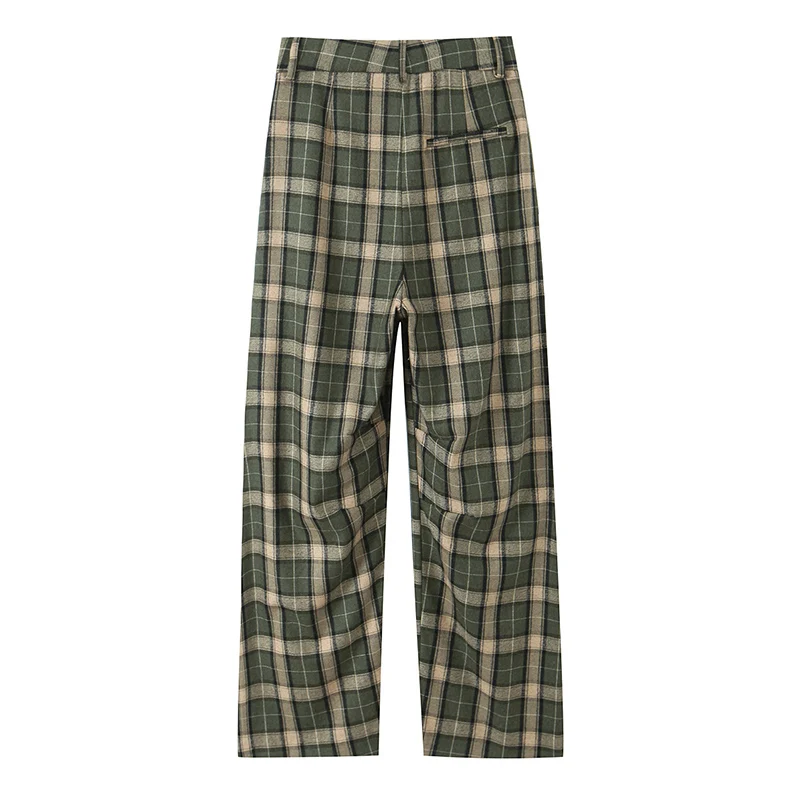 Plaid Wide Leg Pants for Women Mid Waist Loose Pants Woman Streetwear Casual Women's Pants Holiday Vintage Trousers Womens