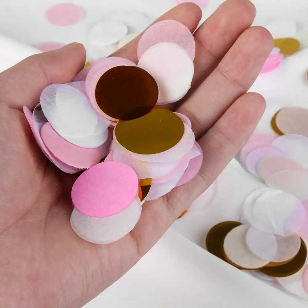 10 gr/beutel DIY Zubehör Wohnkultur Mischfarben Rosa Punkte Hochzeit Füllung Luftballons Konfetti Seidenpapier Party Dekorationen Runde – Detail 7