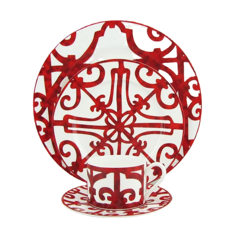 

Restaurant Bone Western Food Plates Creative Steak Plate Coffee Cup Saucer Set Coffe Dish Hotel Ceramic Plate Tea Espresso Cups