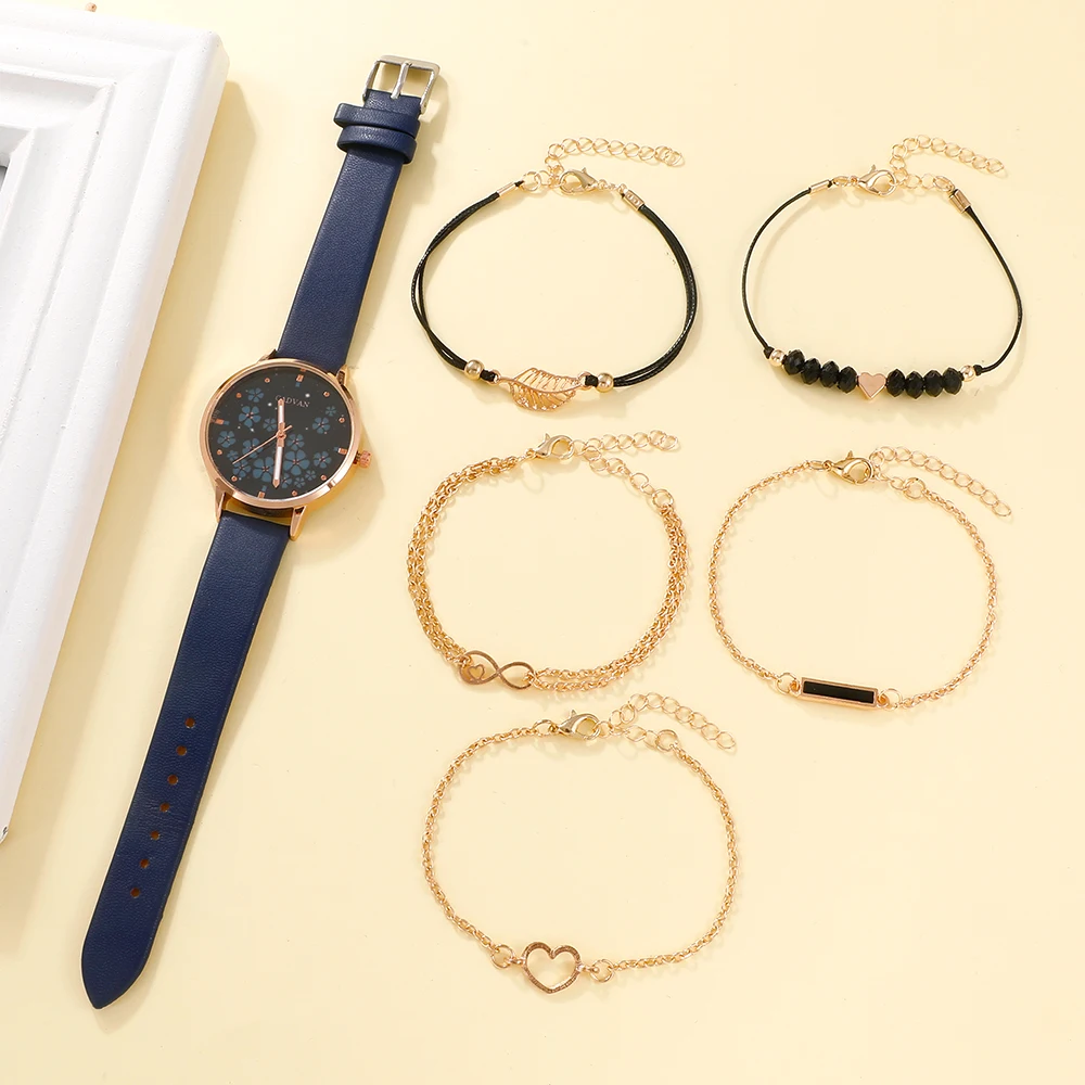 Elegant Leather Women's Watches with Alloy Bracelet