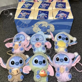 Disney  New Stitch Eat Some Thing Before Sleep Series Vinyl Blind Box Bag Pendant Cute Plush Doll Mystery Box Toy Surprise Gifts