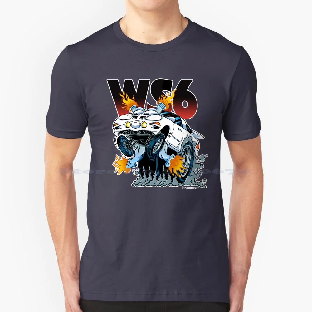 Ws6 Trans Am! (Bianco) Maglietta 100% Cotone Tee Transam Firebird Musclecar Sportscar Cartoon Finkstyle Ratfink Ramair Ws6