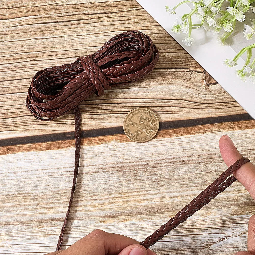 5M 3겹 PU 가죽끈 가죽 쥬얼리 끈 쥬얼리 DIY 제작용 끈 플랫 새들 브라운 5mm 5.47 야드(5m)/세트