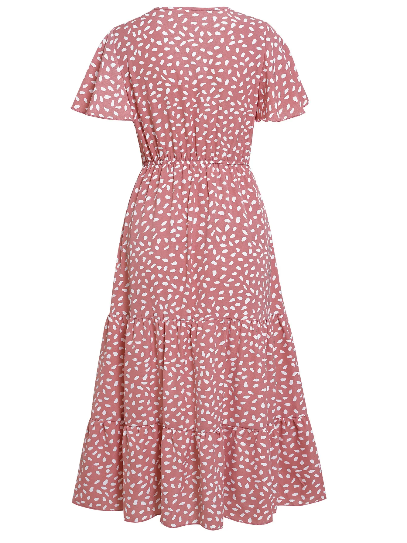 Elegant Leopard Printing V Neck Irregular Dress Dresses