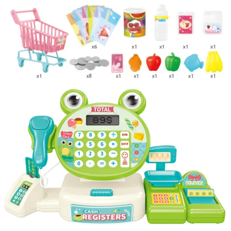 Girls Pretend Play Supermarket Toy Kid Supermarket Cash Register Toy Set Children Role Play Game Christmas Gift for Kids 3