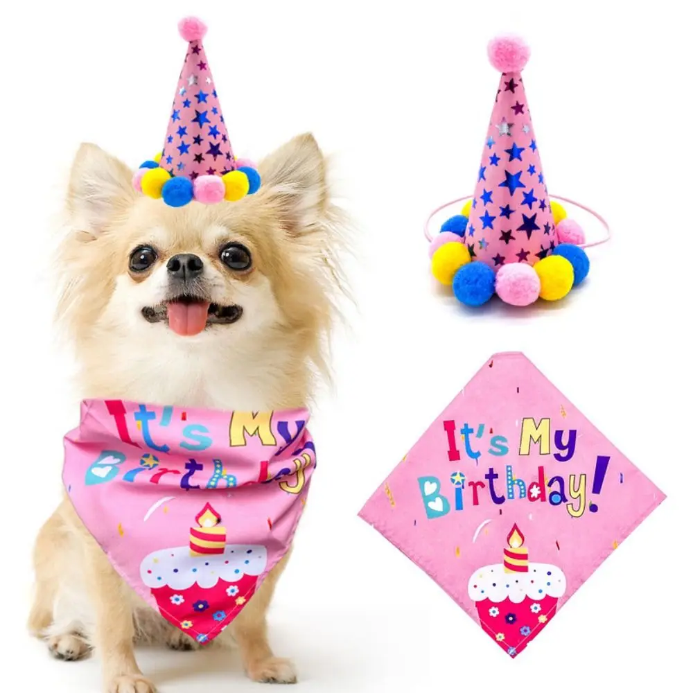 Cute Pet Birthday Party Set Decorative Dog Sequins Hat Cat Birthday Hat Bow Tie Adjustable Birthday Banner