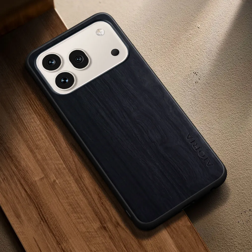 Elegant Wooden Pattern PU Leather Phone Case Cover