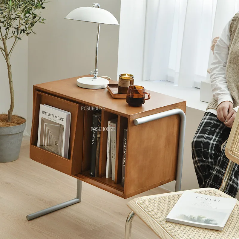 Japanese Solid Wood Office Furniture Magazine Racks Creative Study Book Storage Cabinets Modern Minimalist Apartment Bookcase T