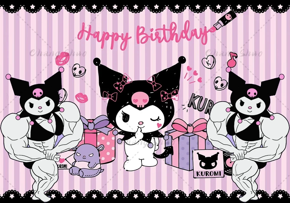 Telones de fondo para fotos de Sanrio Kuromi, personalizados, para baby shower, niñas, fiestas de primer cumpleaños, pancarta de Cinnamoroll, fondo para fotografía