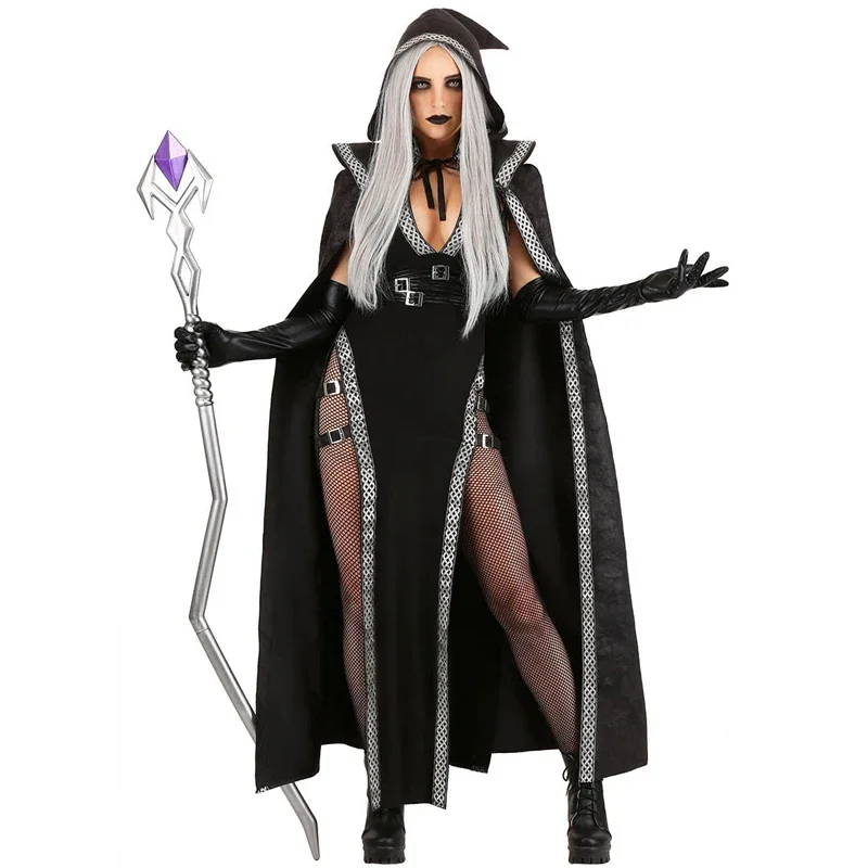 

Lady Carnival Halloween Evil Queen Witch Costume Gothic Deluxe Creepy Enchantress Roleplay Cosplay Fancy Party Dress
