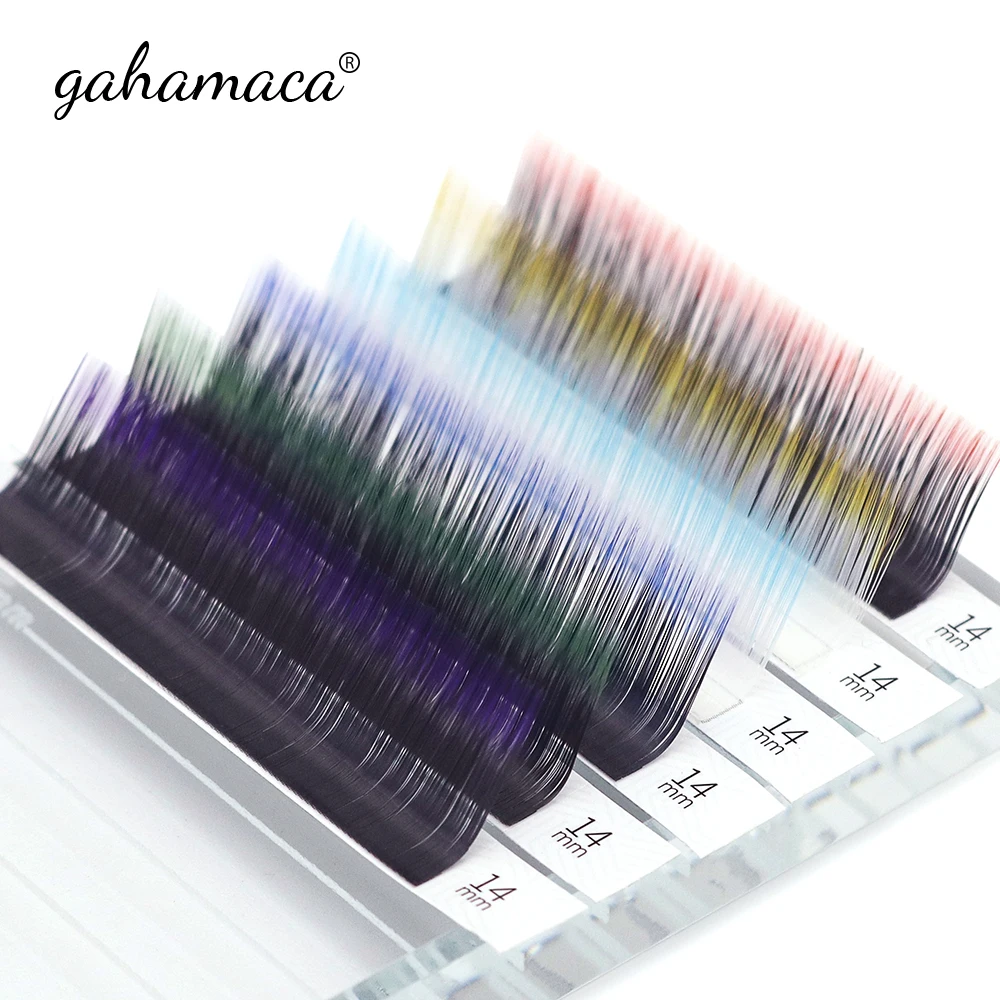 

Gradient Color Eyelash Extensions GAHAMACA C/D/L Curl 8-14mm Individual False Lash 0.07mm Makeup Lifting lashes Tool Supplier