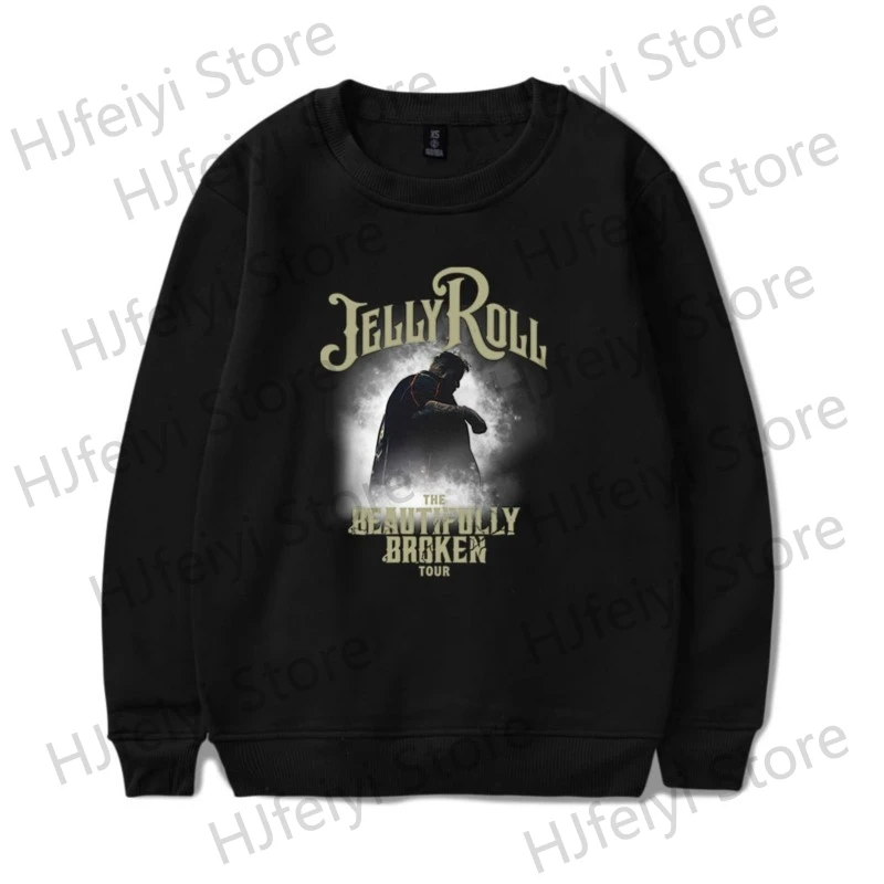 

Jelly Roll Long Sleeve Crewneck Sweatshirt Beautifully Broken Tour Merch For Women/Men Unisex O-neck Hooded Streetwear