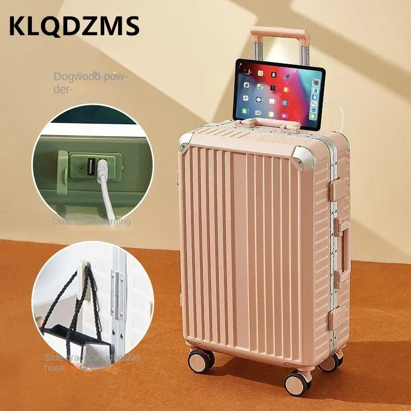 

KLQDZMS 20"22"24"26"28 Inch High Quality Luggage Men and Women Universal Trolley Case Boarding Box Aluminum Frame Suitcase