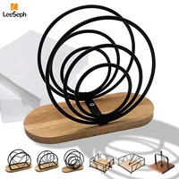 Leeseph Modern Napkin Holder with Wooden Base, Elegant Design for Dining Table, Sturdy and Decorative Holder for Paper Napkins 1