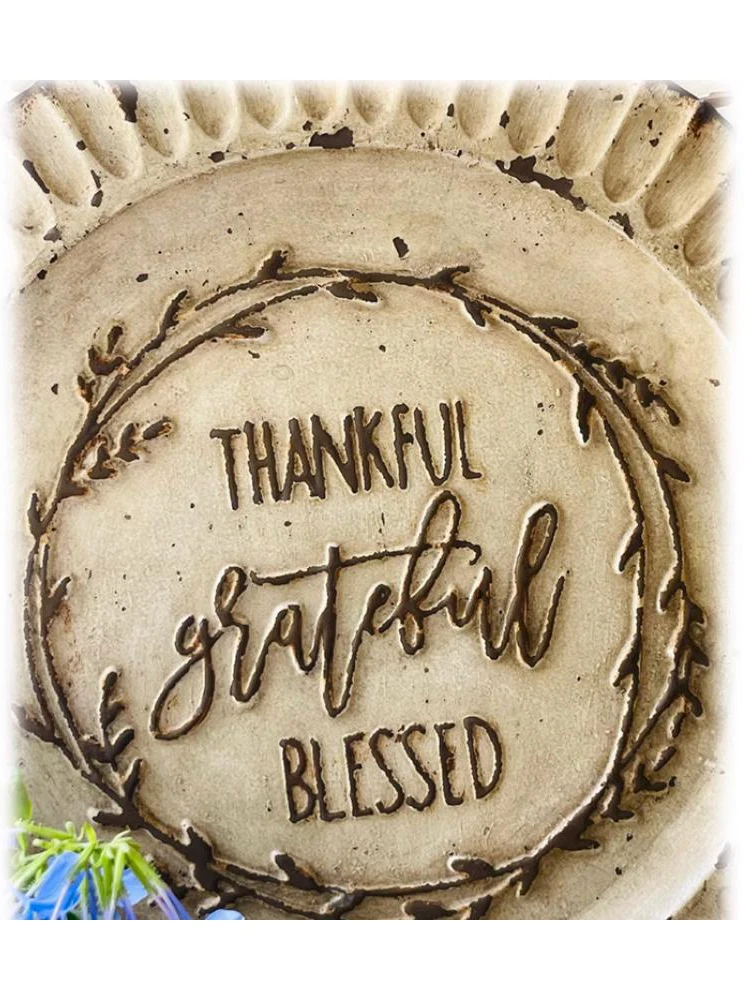 Thankful Rustic Vintage Round Metal Iron Wall Plaque Decorative Word Plate