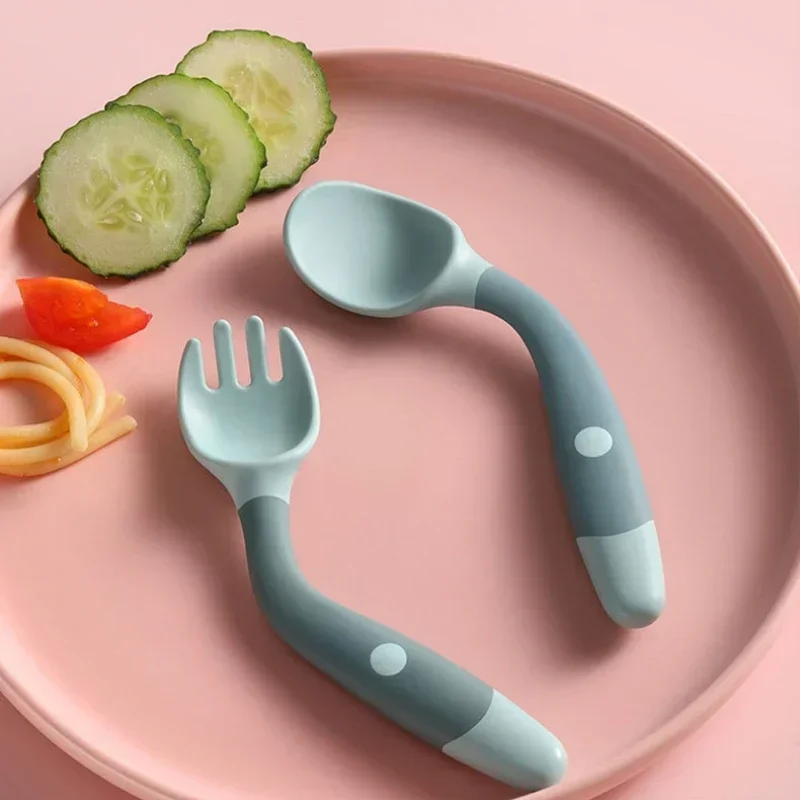 Soft Bendable Silicone Baby Spoon Fork Set, Fork Spoon Set, Silicone Cutlery Set, Baby Cutlery
