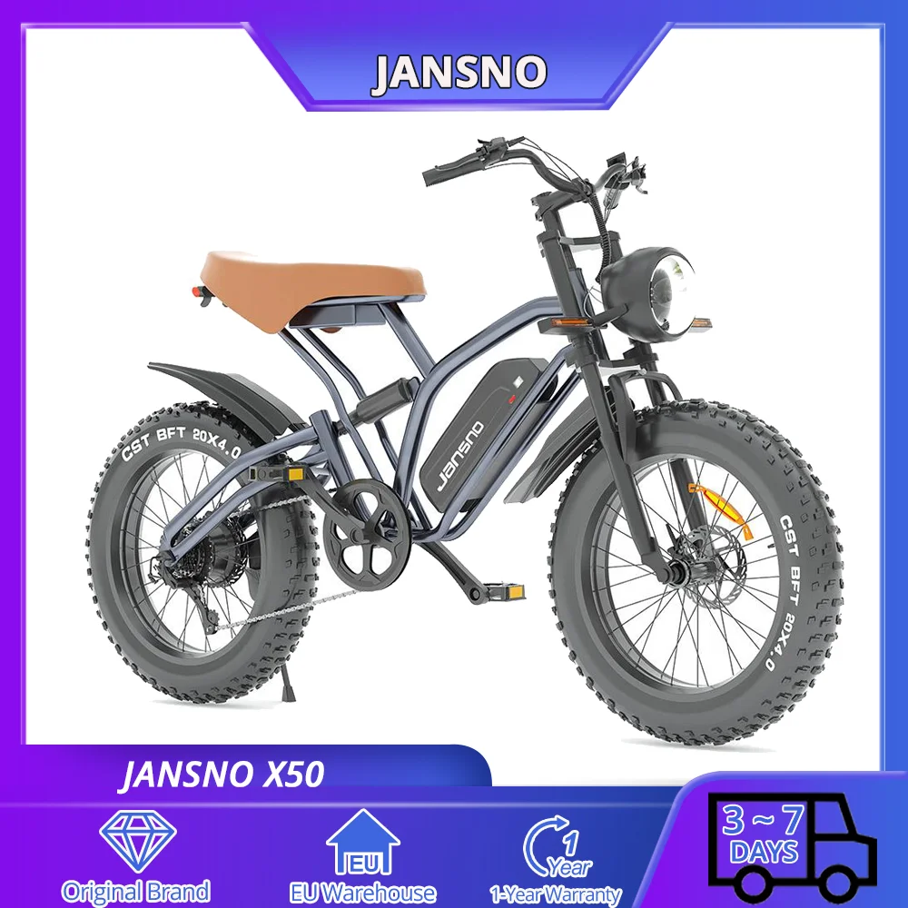 JANSNO X50 Electric Bike 750W Brushless Motor 48V 12.8Ah Removable