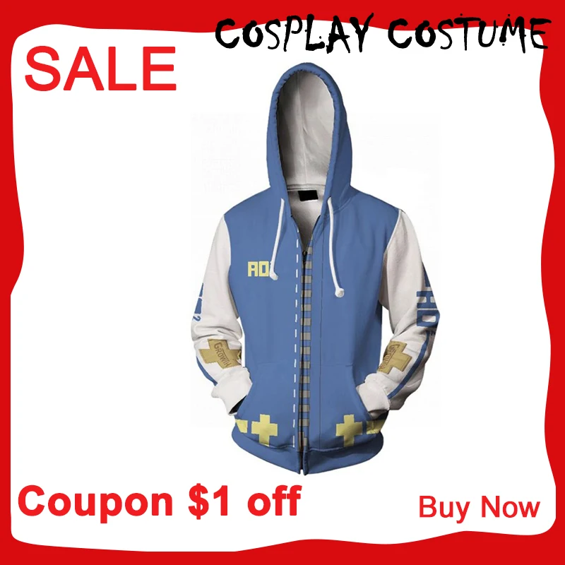 

Guilty Gear Bridget Cosplay Hoodie 3D Printed Hooded Sweatshirt Men Women Casual Streetwear Zip Up Jacket Coat