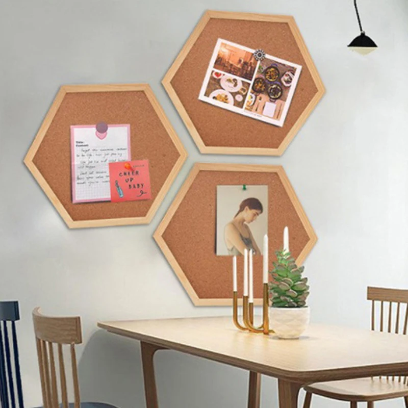 Hexagon Cork Board Tiles Message Bulletin Pinboard For Home Office School 1PC 