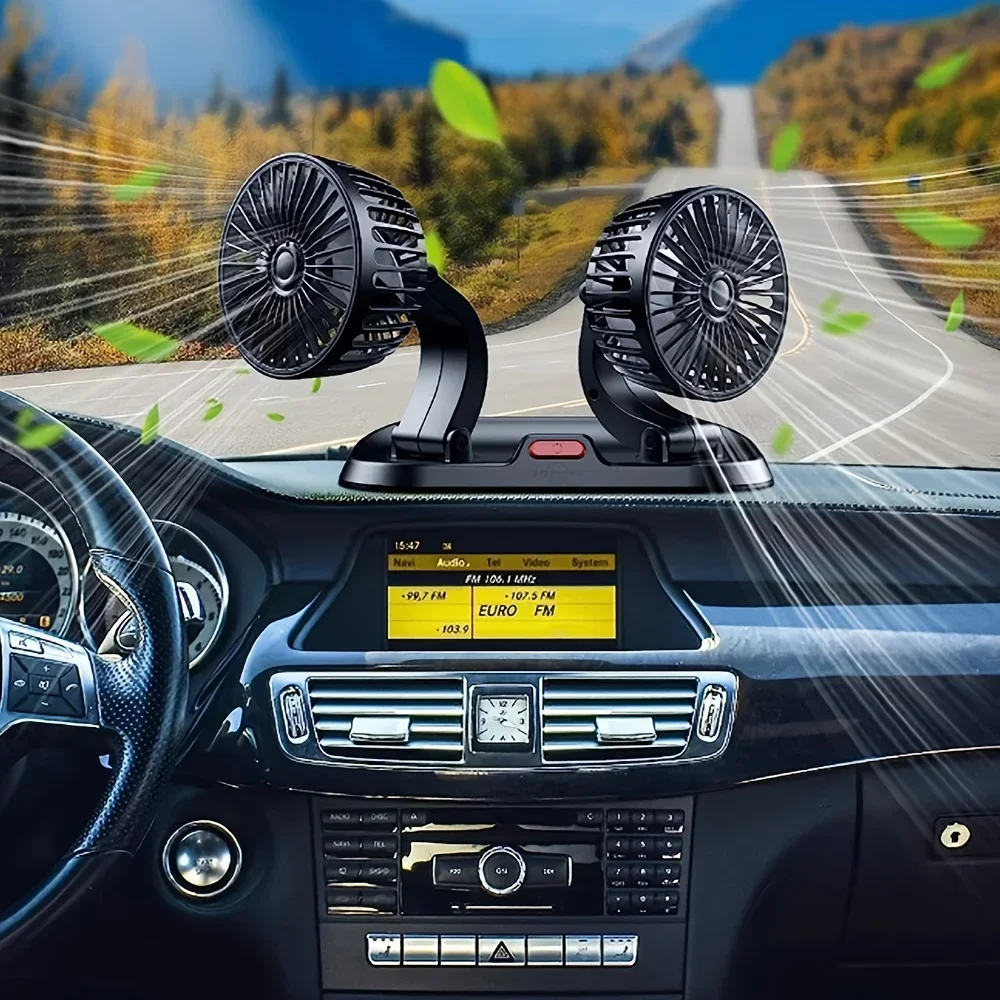 5V 12V 24V Car Fan Cooling Car Fan Dual Head Usb Car Fan 2 Speeds Adjustable Auto Cooler Air Fan Car Accessories Wind Regulation