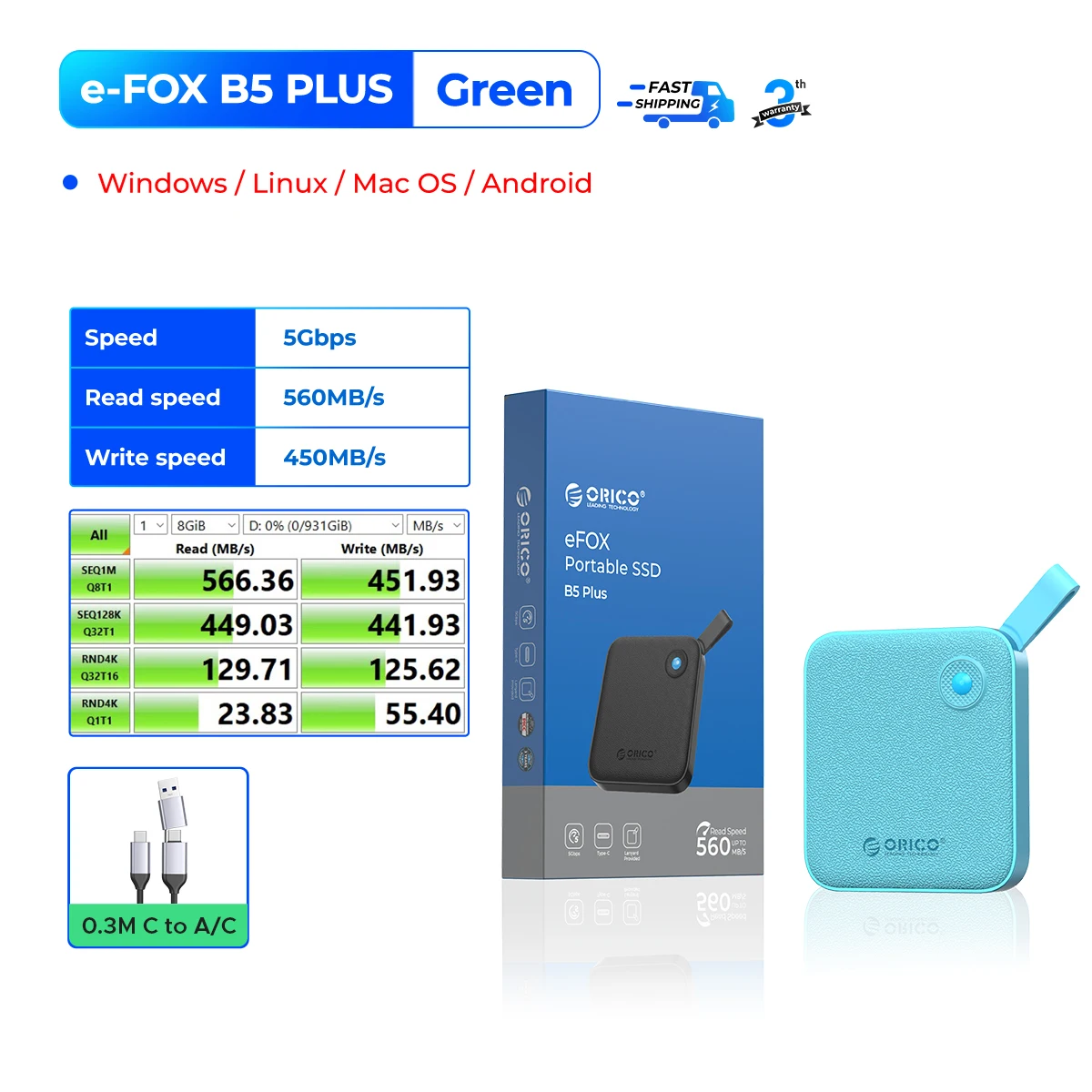 ORICO Portable External Solid State Drive External Hard Drive USB