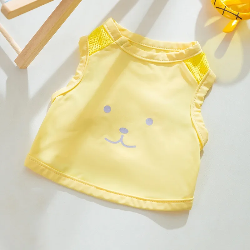 반려동물 단색 짧은 두 다리 옷, 시원한 조끼, 아이스 실크 강아지 옷, 여름 신상 강아지 옷, 도매