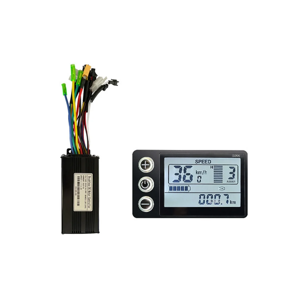 

36/48V E-Bike Sine Wave 26A 500/750W SM Three Mode Brushless Controller with S866 Display for Electric Bicycle Tricycle