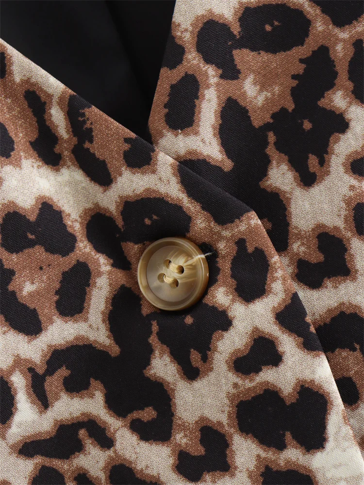 Zevity Women Euro Style V Neck Leopard Print Breasted Short Vest Jacket Ladies Retro Cardigan Slim WaistCoat Tops CT6198 6