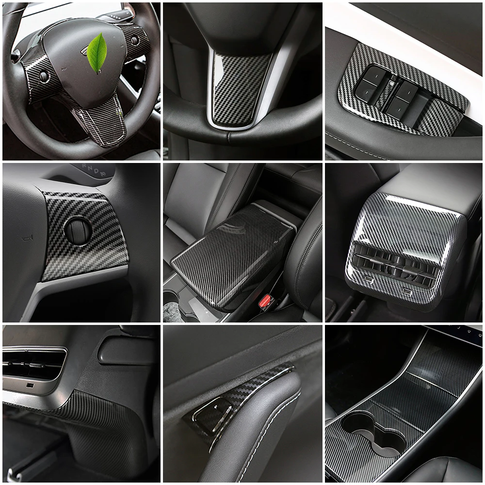 

For Tesla Model 3 2017 2022 Car Interior Accessories Central Console Dashboard Part Modify Carbon Fiber Color Change Sticker