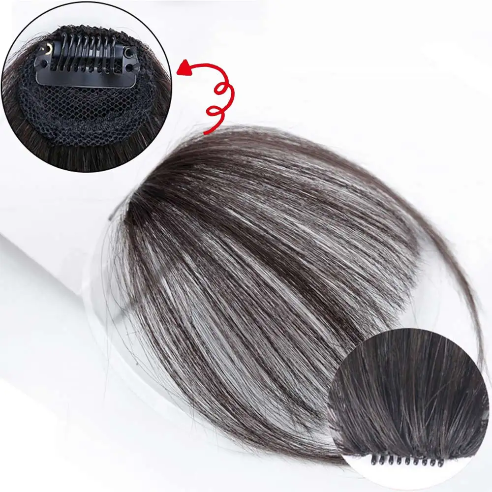 LiHui Fake Blunt Air Bangs Hair Clip-In Extension Synthetic Fake Fringe Natural False hairpiece For Women Clip In Bangs