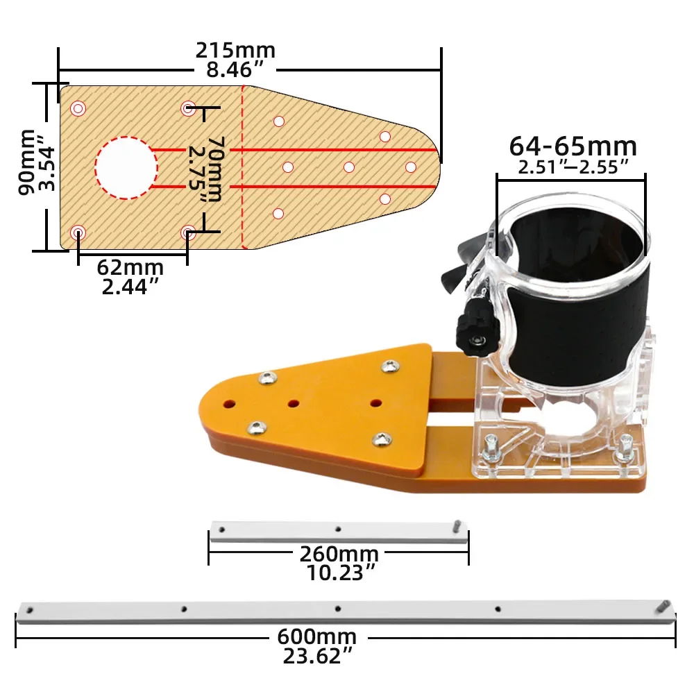 Wood Router Machine Trimming Machine Base Slotting Guide Base Circle Cutting Jig for Makita Electric Hand Trimmer