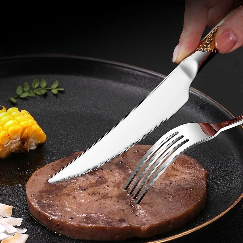 Kitchen Tableware Cutlery Set  Cutlery Set Stainless Steel Luxury Dinnerware Fork Spoon Knife Western Dinner Set Gold