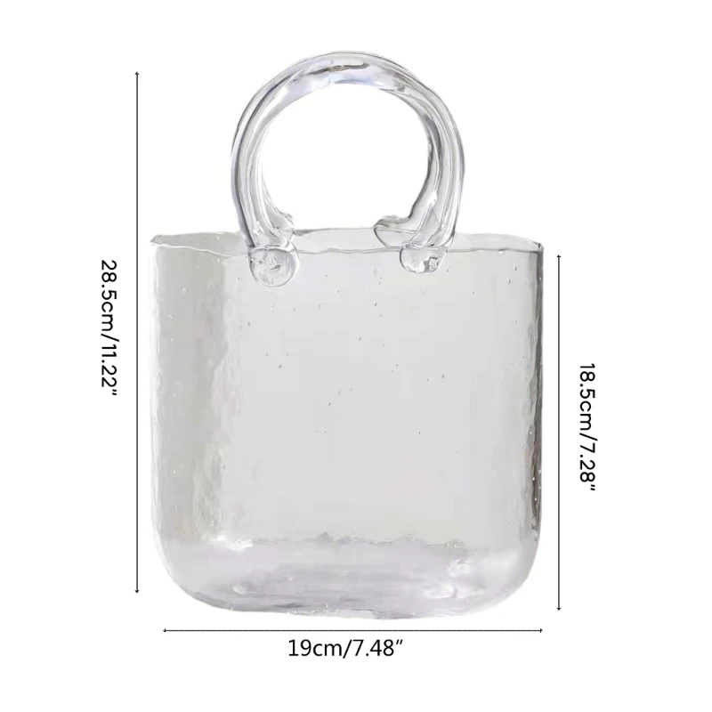 lear Glass Vase Fish Tank Tote Bag Flower Handbag Bag Vase Desktop Centerpiece for School Office Bedroom Decoration Drop Ship 6