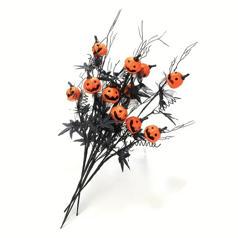 1/5/10PCS Halloween Grimace Pumpkin Black Maple Horror Bouquet Home Party Decorations Spooky Centerpiece Table Decor