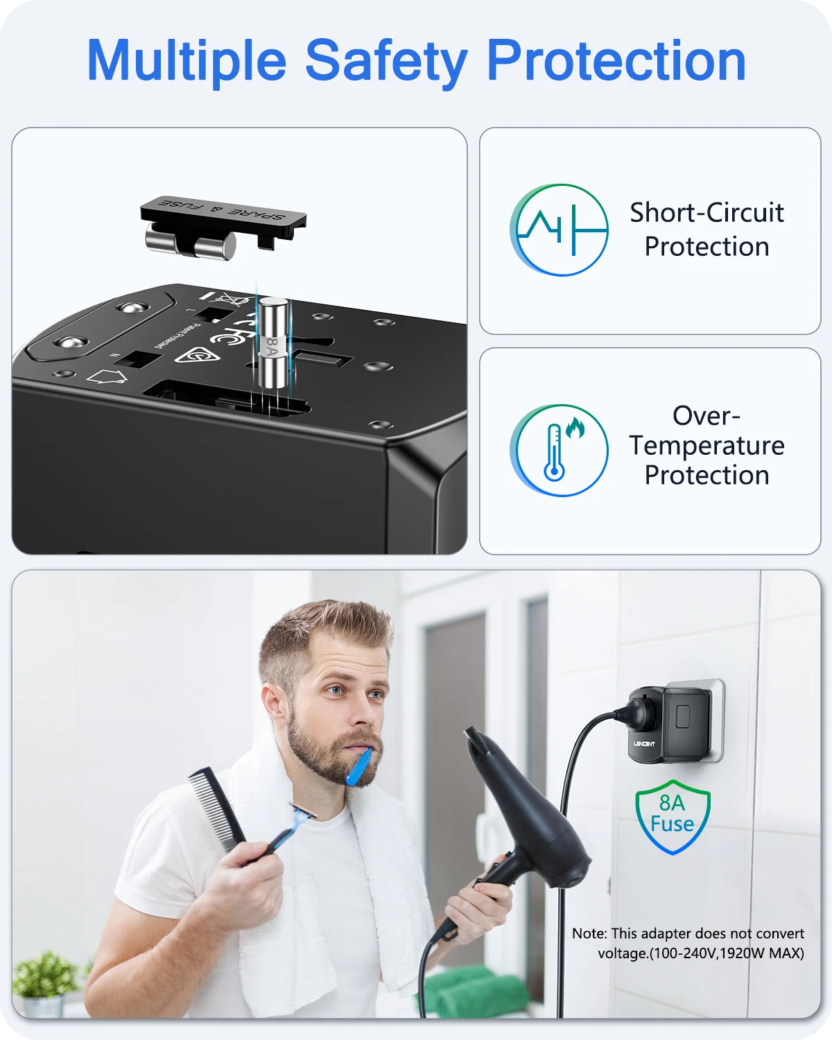 LENCENT International Travel Adapter Travel Charger with 3 USB Port and 1 Type C All-in-one Wall Charger for US EU UK AUS Travel BEST SELLERS LENCENT International Travel Adapter Travel Charger with 3 USB Port and 1 Type C All-in-one Wall Charger for US EU UK AUS Travel BEST SELLERS